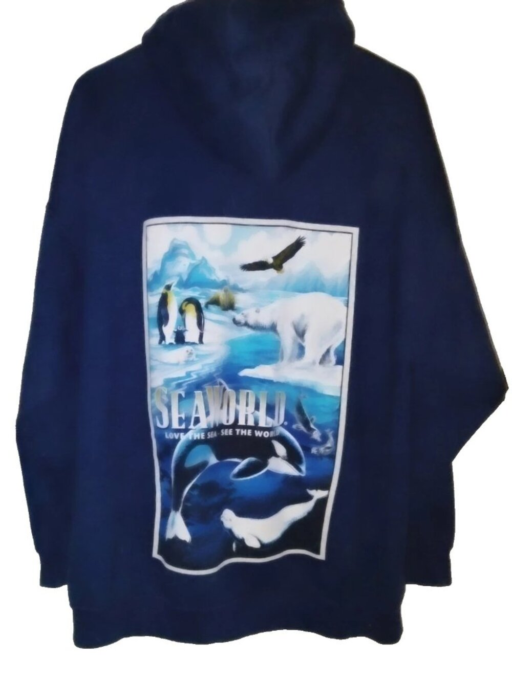 SeaWorld Navy Blue Full Zip Hoodie Sweatshirt Mens 2X